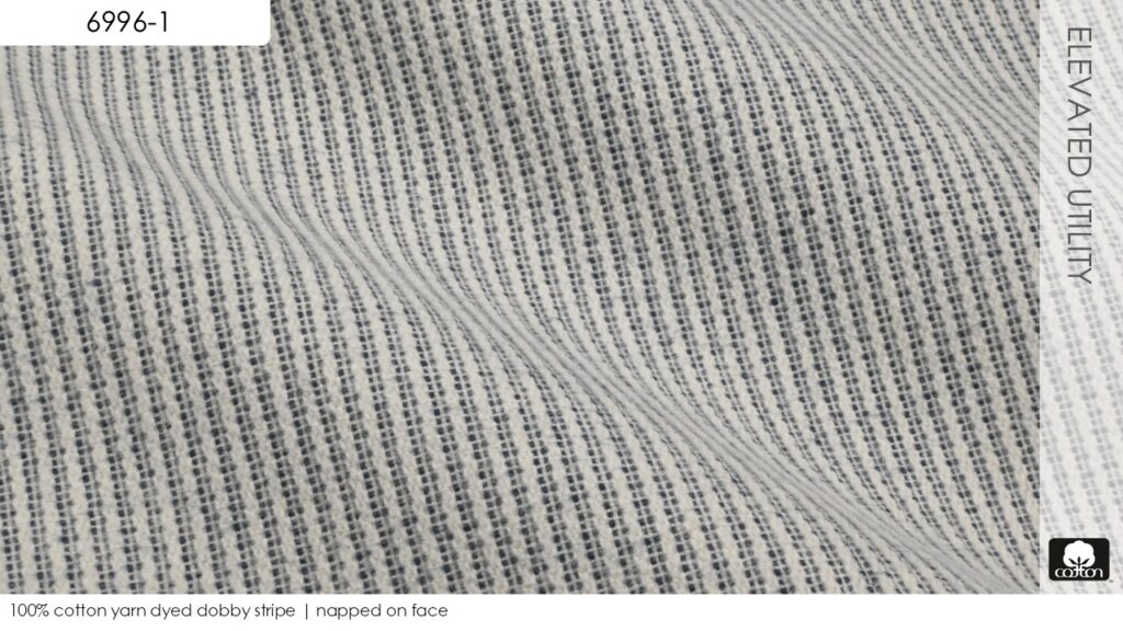 100% cotton yarn dyed dobby stripe | napped on face
