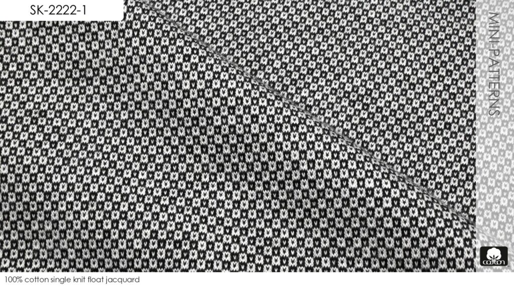 100% cotton single knit float jacquard  
