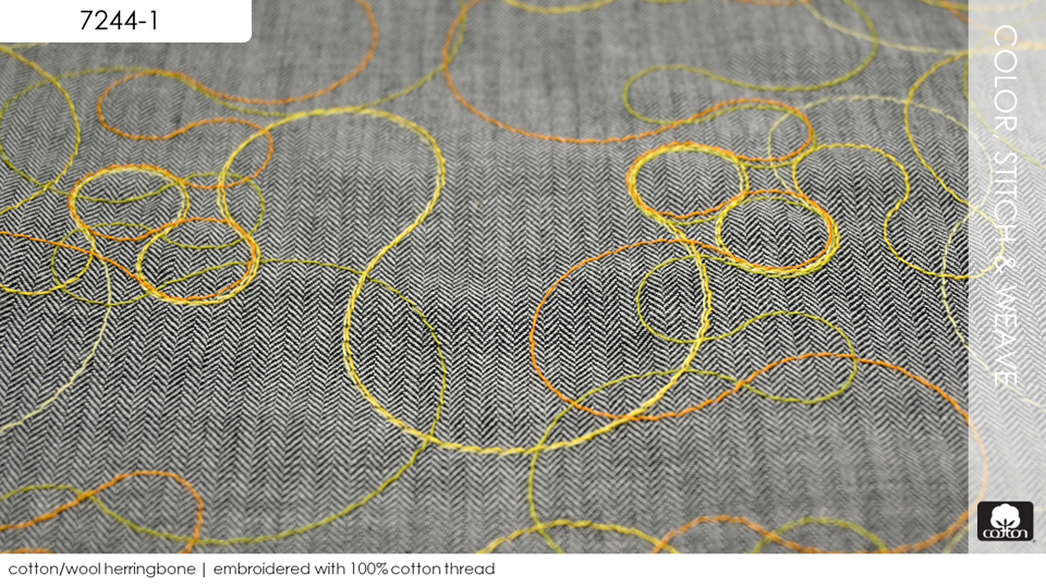 cotton/wool herringbone | embroidered with 100% cotton thread