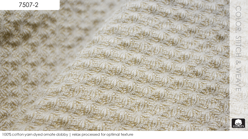 100% cotton yarn dyed ornate dobby | relax processed for optimal texture