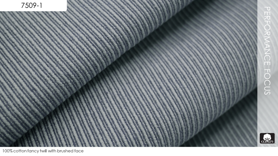100% cotton fancy twill with brushed face