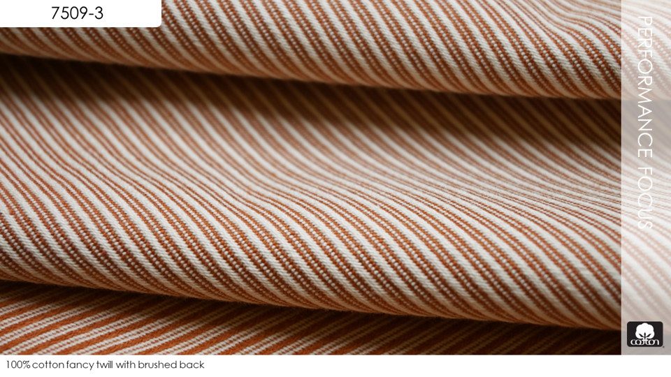 100% cotton fancy twill with brushed back