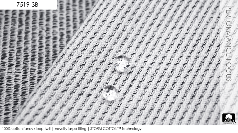 100% cotton fancy steep twill | novelty jaspé filling | STORM COTTON™ Technology