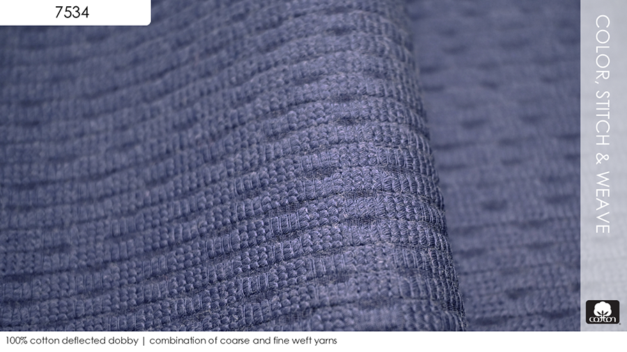 100% cotton deflected dobby | combination of coarse and fine weft yarns