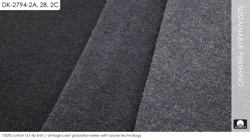 100% cotton 1x1 rib knit | vintage color gradation series with ozone technology