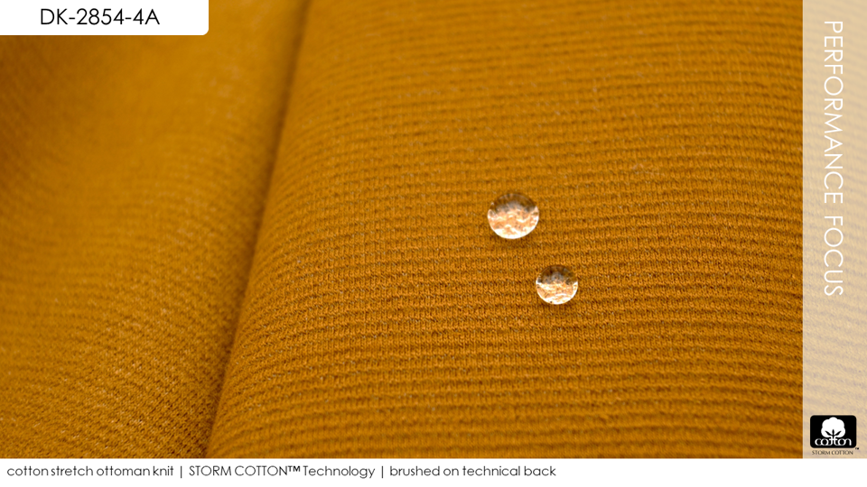 cotton stretch ottoman knit | STORM COTTON™ Technology | brushed on technical back