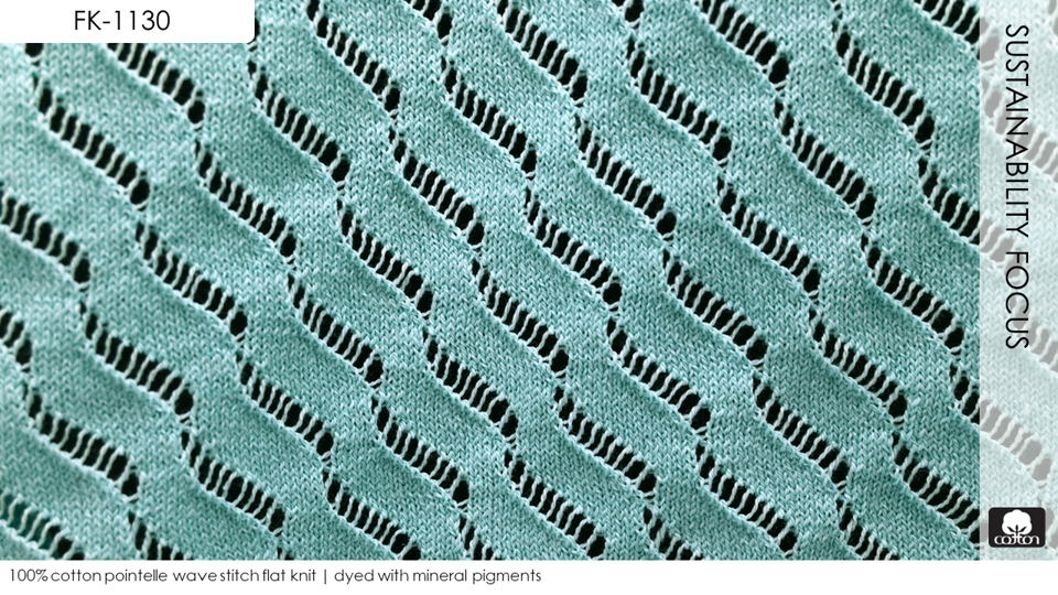 100% cotton pointelle wave stitch flat knit | dyed with mineral pigments