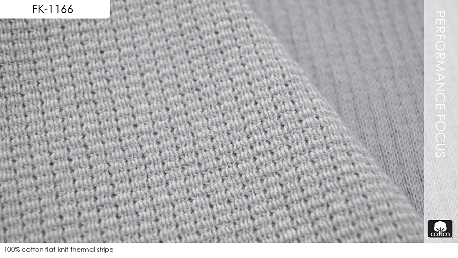 100% cotton flat knit thermal stripe