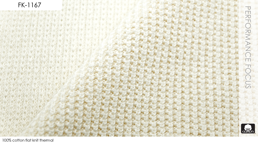 100% cotton flat knit thermal
