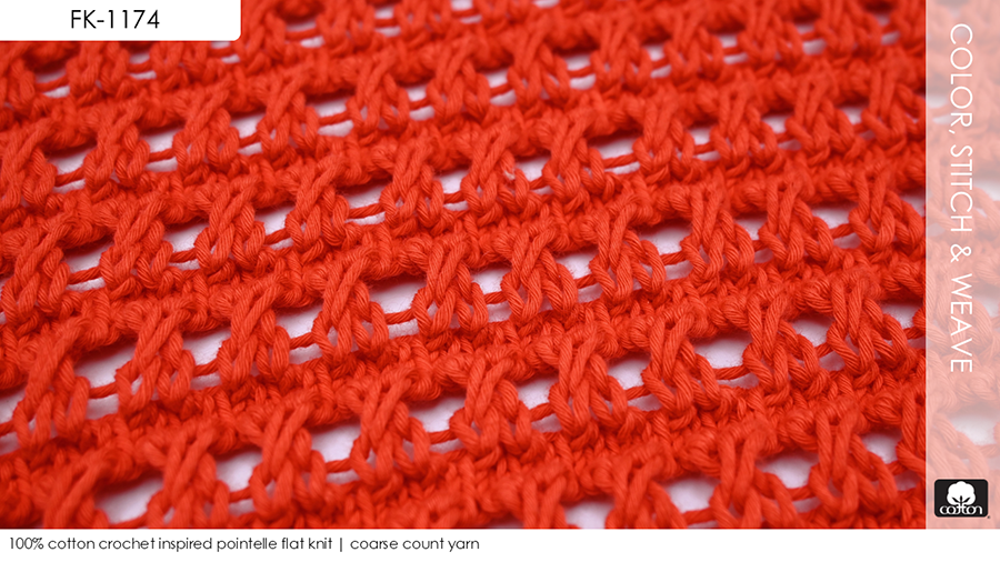 100% cotton crochet inspired pointelle flat knit | coarse count yarn