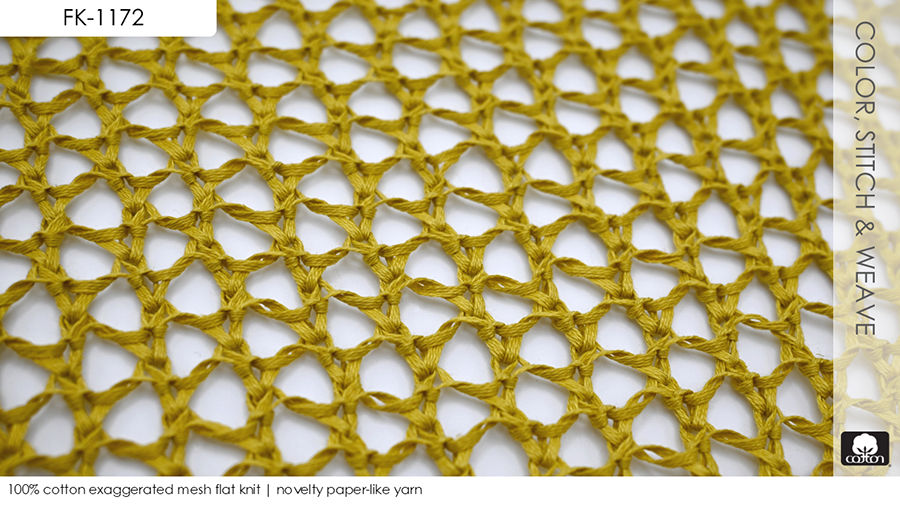 100% cotton exaggerated mesh flat knit | novelty paper-like yarn